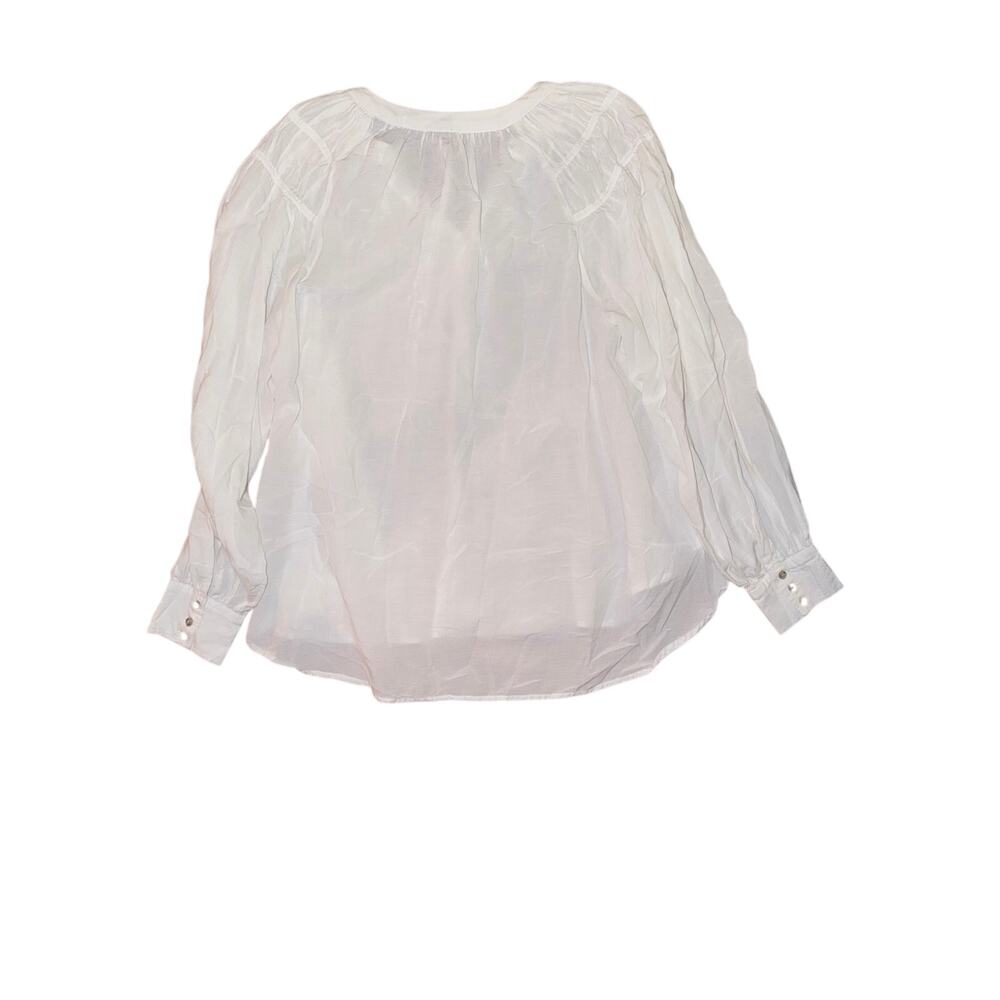 Pilcro white cotton viscose blend peasant blouse top button medium cottagecore - Picture 2 of 7